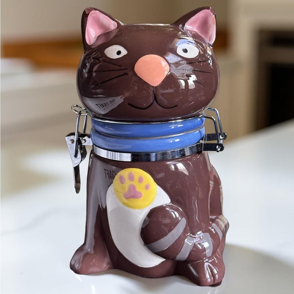 Boston Warehouse Vintage Brown Cat Treat Jar